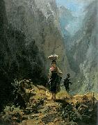 Dirndl und Jaer im Gebirge Carl Spitzweg